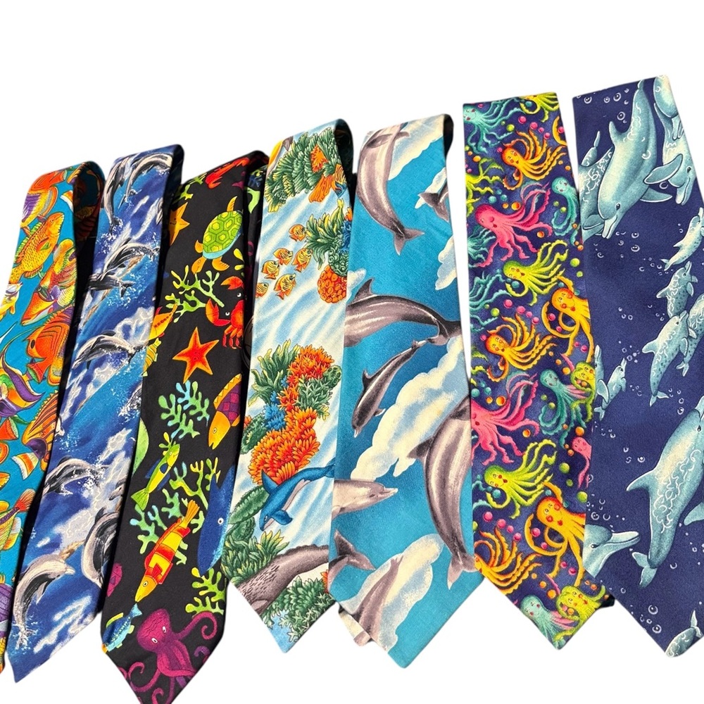 Collection of 7 Mango Man Colorful Ocean-Themed Ties